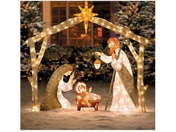 Belén navideño impermeable para exteriores con luces