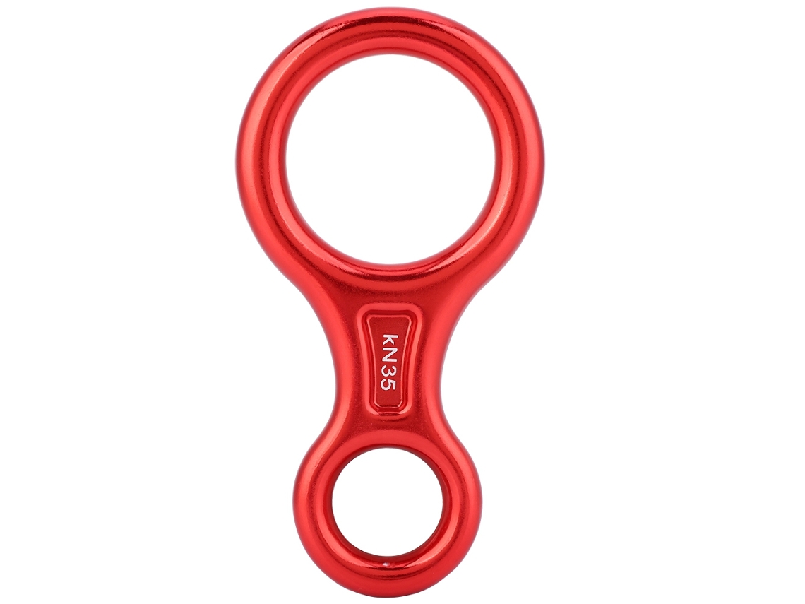 Dispositivo De Descenso De 35 Kn, Anillo En Forma De Ocho Para Escalada En Roca, Equipo Para Actividades Al Aire Libre, Mosquetón Rojo.