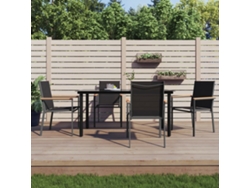 Juego de comedor de jardín de 5 piezas de textilene y acero negro de Dkd Home Decor