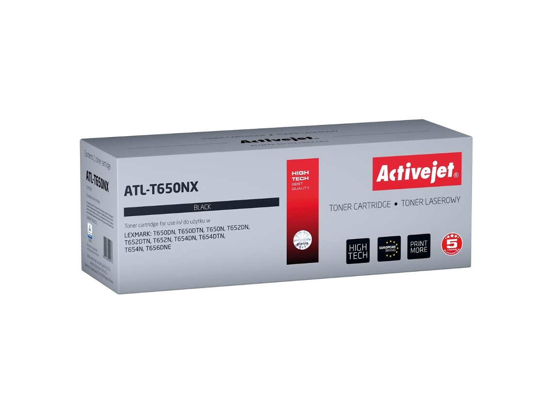 Tóner ACTIVEJET ATL-T650NX (Negro - Lexmark - T650DTN - T652DTN - T652N - T654DTN - T654N - T656DNE - T650N - T652DN - T654DN - LEXMARK: T650DN)
