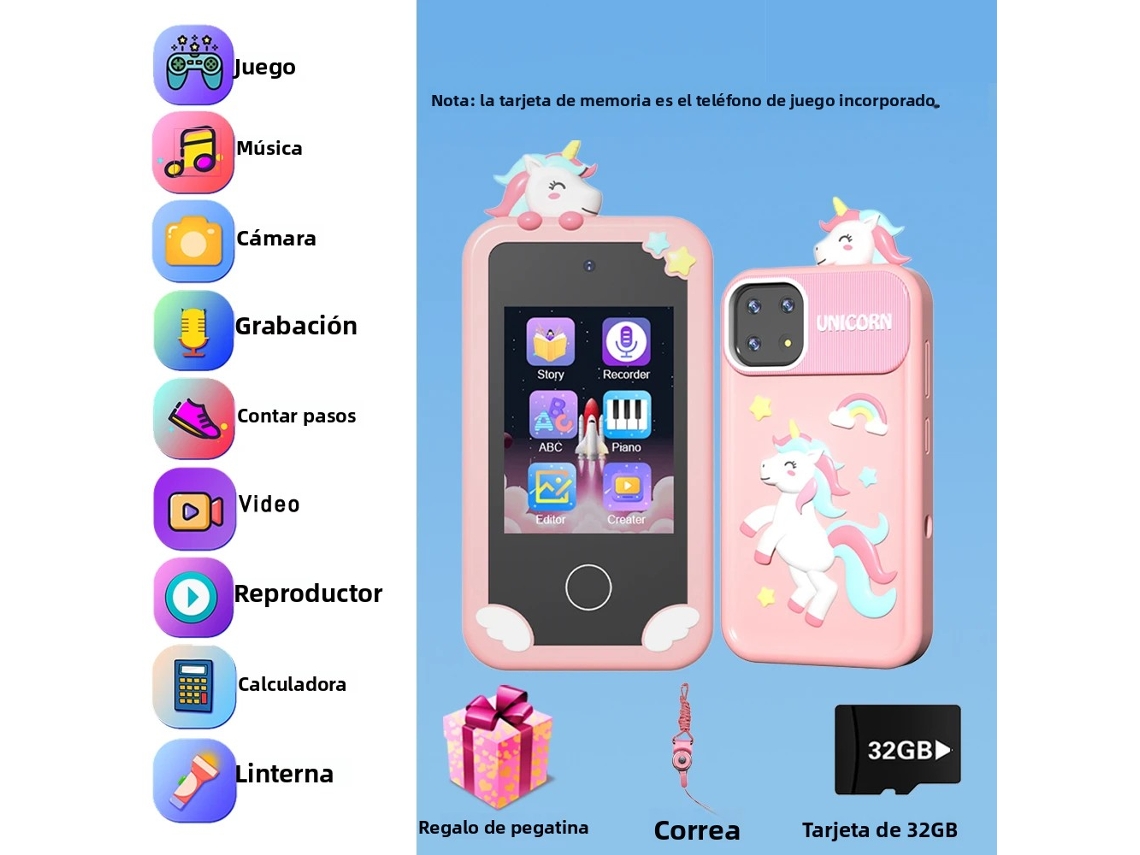 Móvil de cuna de unicornio (rosa) con 20 historias y 10 juegos para smartphone