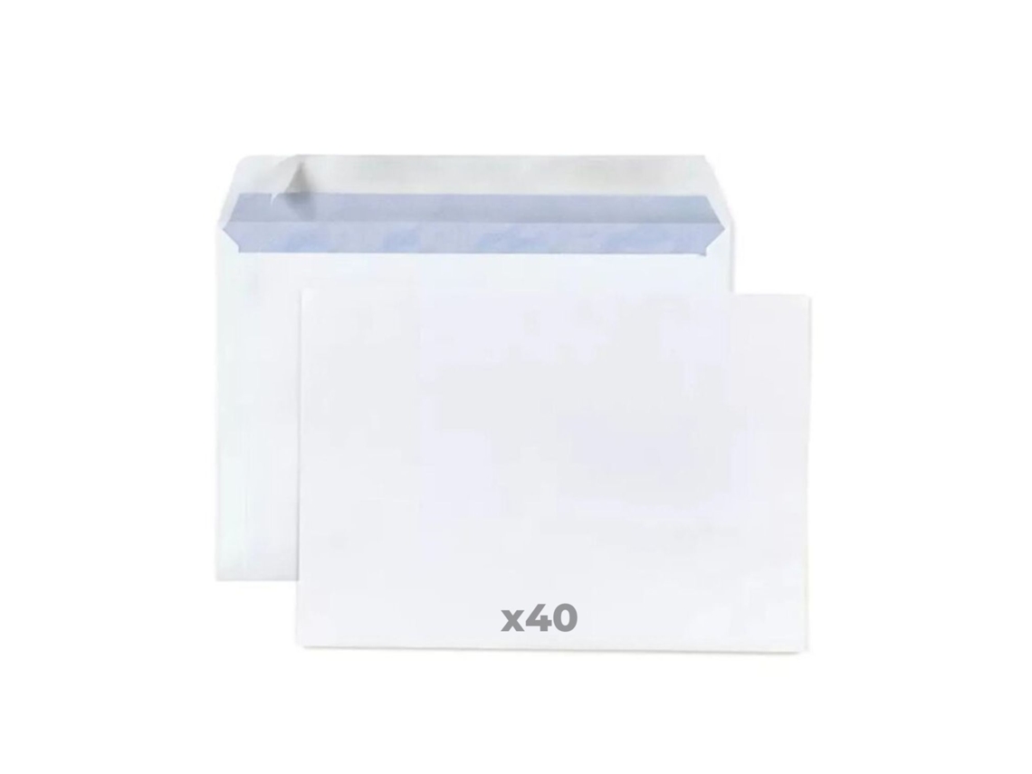 40 sobres de papel blanco 80 g - 16,2 x 22,9 cm RAJA