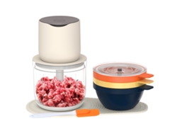 Procesador De Alimentos Eléctrico Recargable De 600 Ml Con 3 Recipientes De 240 Ml Para Verduras Y Carnes.