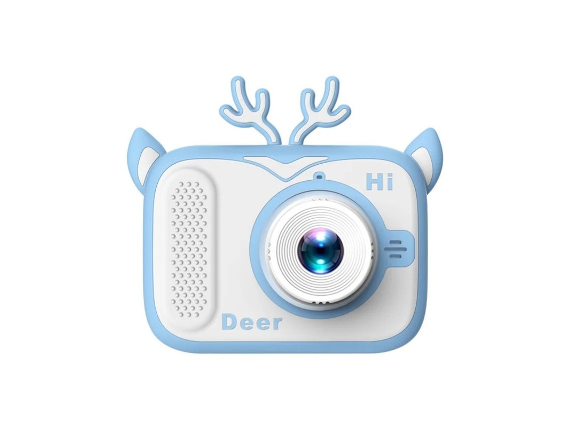 Cámara digital Bestvite con diseño animado, 2000 W, zoom 3x, cámaras duales frontal y trasera, enfoque automático Blue Deer