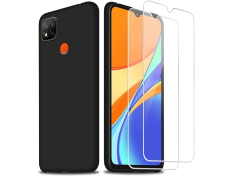 Carcasa + Protector Xiaomi Redmi 9C HONGWE. Negro