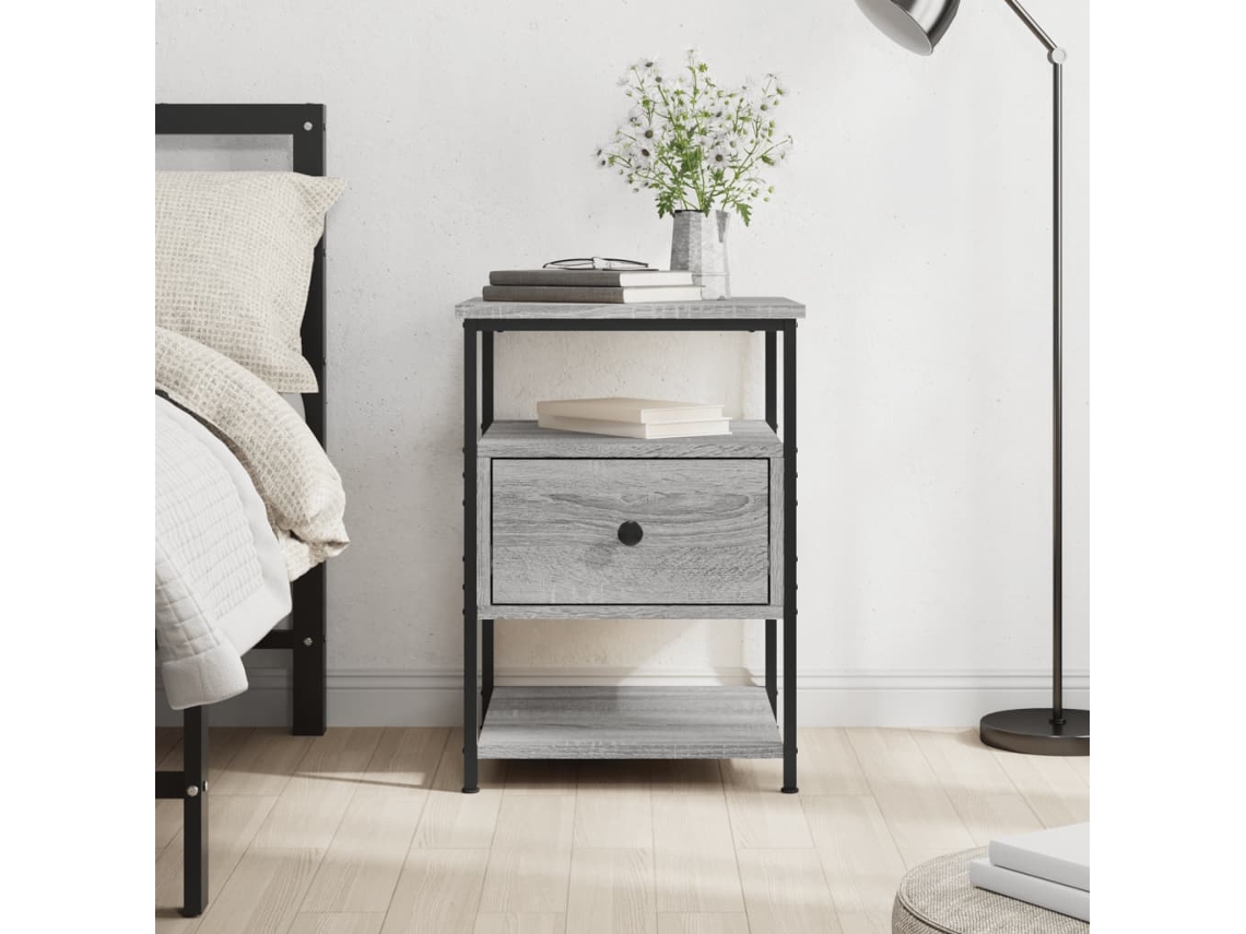 Mesita de Noche 40X42X56 Cm Derivados Madera Gris Sonoma