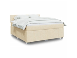 Cama Box Spring Con Colchón Tela Color Crema 180x200 Cm