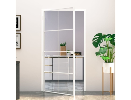 MAISON EXCLUSIVE - Puerta interior vidrio templado y aluminio blanco 102x201,5 cm