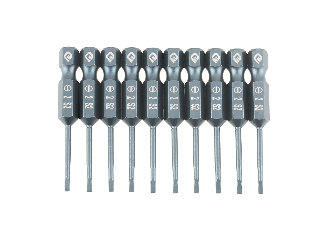 Set De 10 Brocas De Destornillador Plano De Acero Aleado S2, Mango Hexagonal 1/4", 50mm, H6.3*50*sl2mm, Magnético