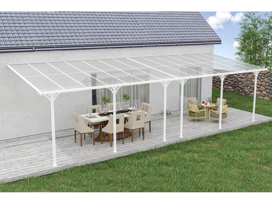 Cazeboo Pérgola Cubierta para Terraza de Aluminio Premium, blanco 9x3 m KLEO