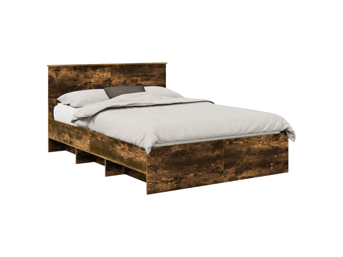 Maison Exclusive - Estructura De Cama Con Cabecera Roble Ahumado 140 X 200 Cm