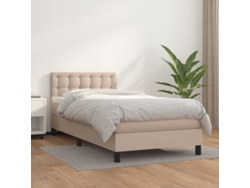 Cama Box Spring Con Colchón Cuero Sintético Capuchino 80x200 Cm
