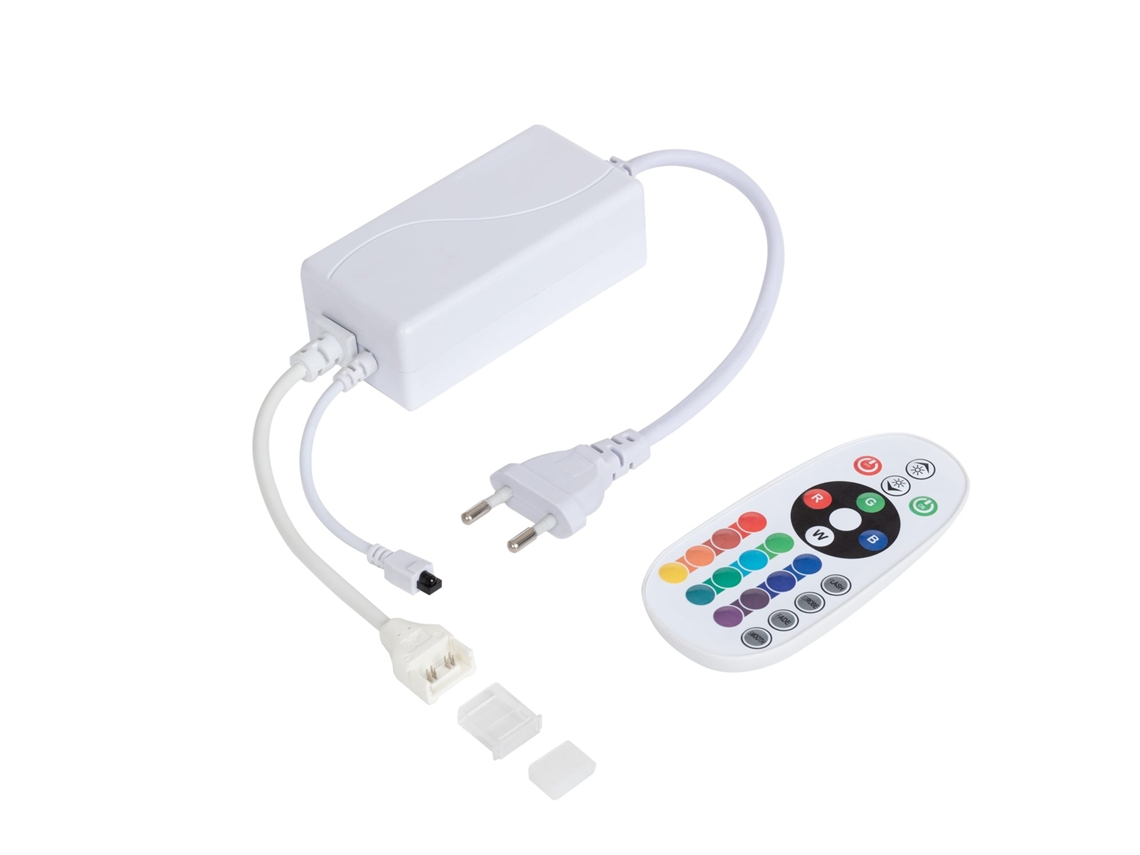 Controlador Para Tira Led Rgb 220v Wcob Silicone Flex Con Mando Ir Branco