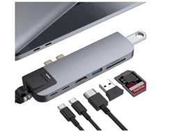 Adaptador concentrador USB C para MacBook Air M1, Pro 2020/2019/2018, USB 8 en 2, HDMI 4K, Thunderbolt 3, etc., negro. Bestvite