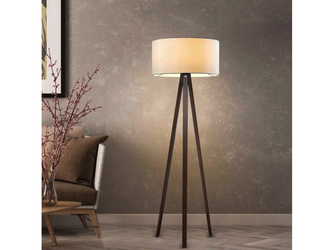 Lámpara de Pie LUX.PRO Newport (140 x Ø 38 cm - Tela / MDF - Crema)