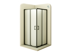 Mampara de Ducha Diana 80x85x180cm -REVERSIBLE- Puerta corredera, Ajuste 77,5 – 79,5x82,5 – 84,5cm - Perfiles negros, Cristal satinado 6mm