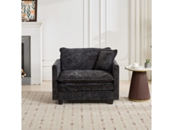 Sofá modular estilo nube en terciopelo negro, doble asiento con cojines suaves, respaldo con almohada, para sala de estar o dormitorio, negro.