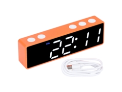 Reloj digital de entrenamiento LED Baok-reloj con temporizador multifuncional para gimnasio y dormitorio, bisel naranja, pantalla verde y blanca.