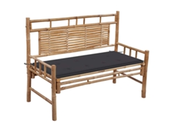 Banco de jardín con cojín de 120 cm de bambú Dkd Home Decor