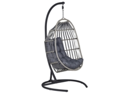 Silla colgante con soporte BELIANI Sesia de Poliéster, Ratán sintético Gris 105x105x198