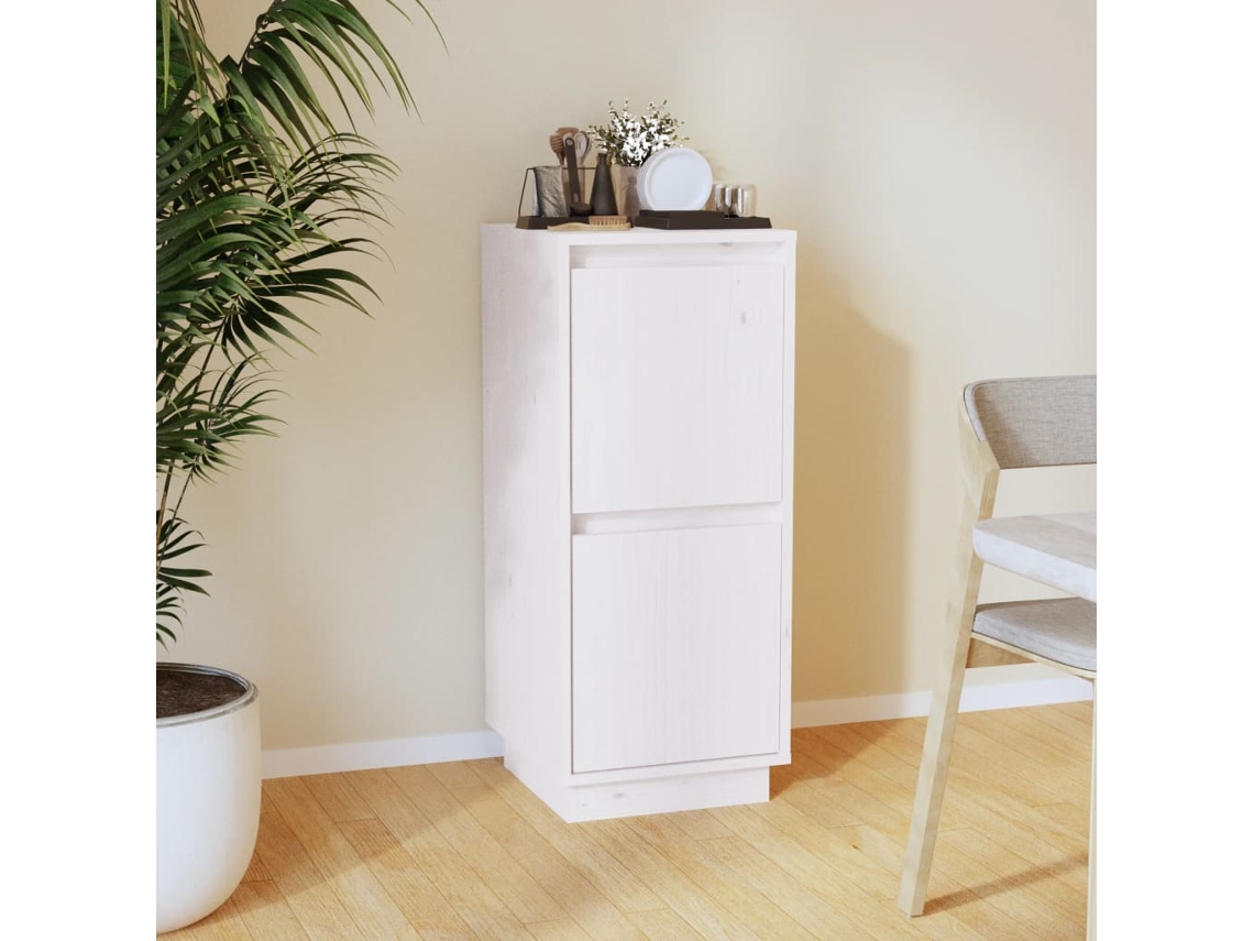 Aparador De Madera Maciza De Pino Blanco 31,5x34x75 Cm