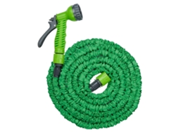 Manguera Extensible De Jardín De 15m Con Pistola Y 7 Funciones, Compacta Y Práctica, Color Verde