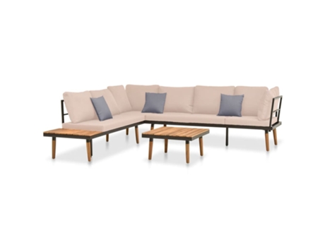 Conjunto 4 muebles de jardín VIDAXL y cojines madera maciza acacia