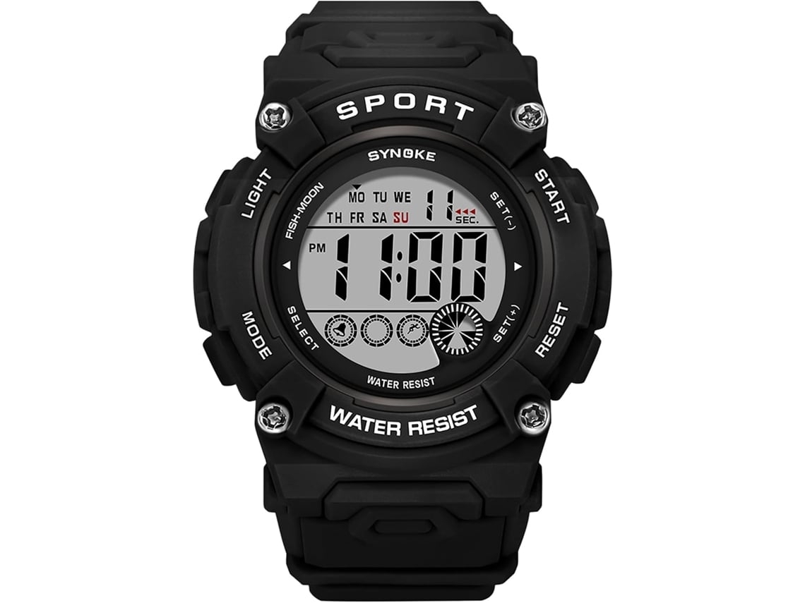 Led Digital Pu Strap Alarma Fecha Mujeres 50m Reloj Deportivo Impermeable Negro Yuysan