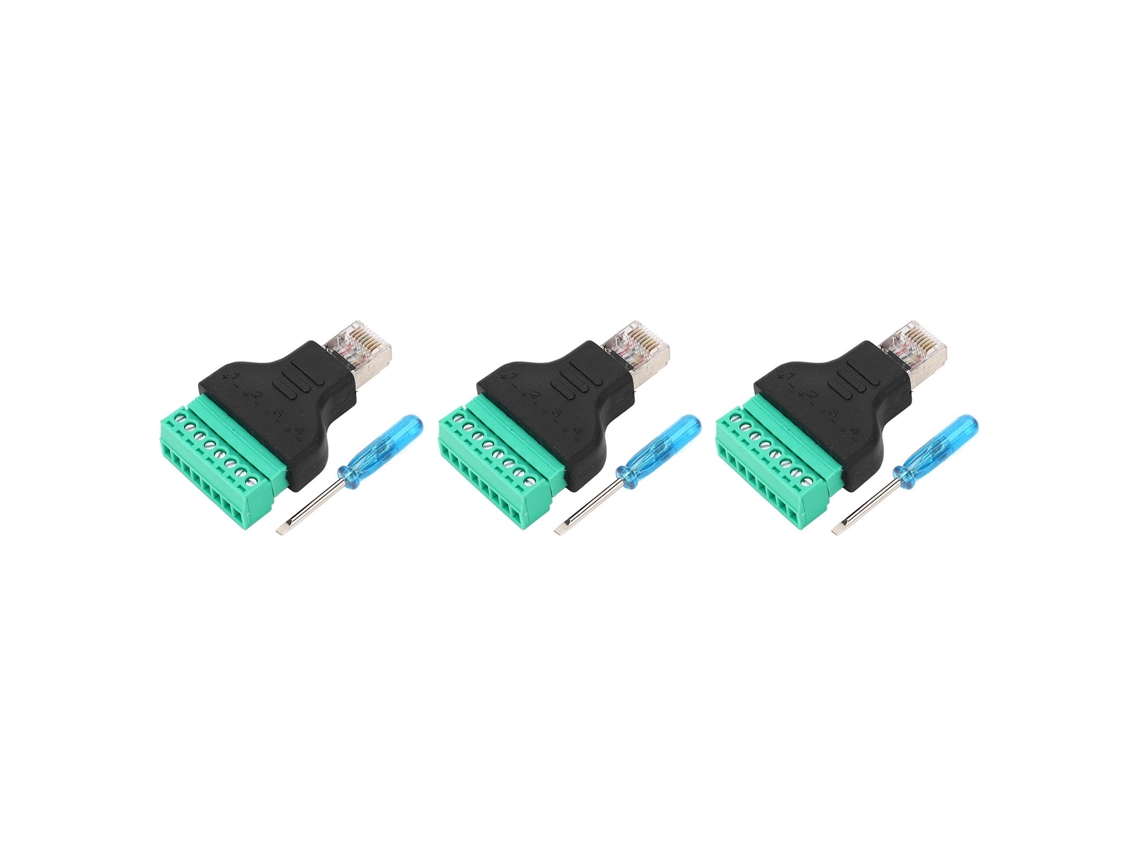 2026velora-3pcs Adaptador De Terminal De Tornillo Rj45 Hembra A Conector De Red 8 Pin Sin Soldadura