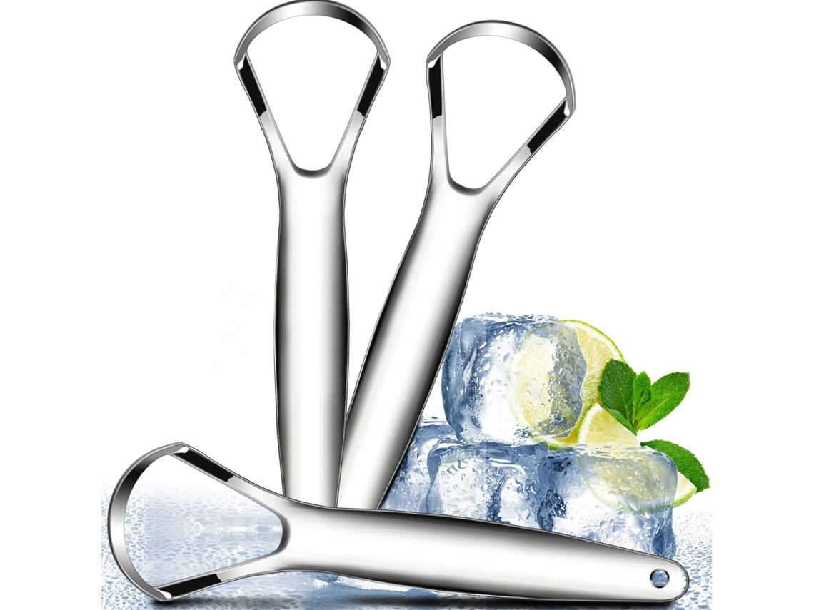 Limpiador lingual de metal, esencial para el cuidado dental, acero inoxidable de grado alimenticio, diseño ergonómico, combate el mal aliento, higiene