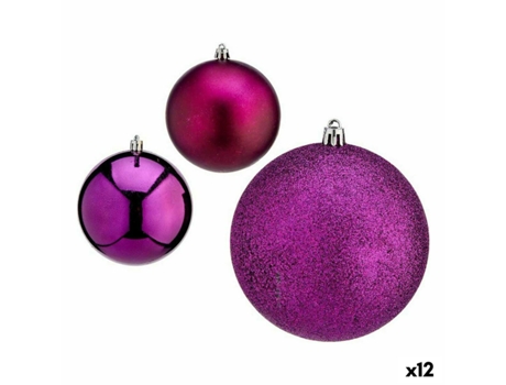 Set de Bolas de Navidad Morado Plástico 10 x 13 x 10 cm (12 Unidades)