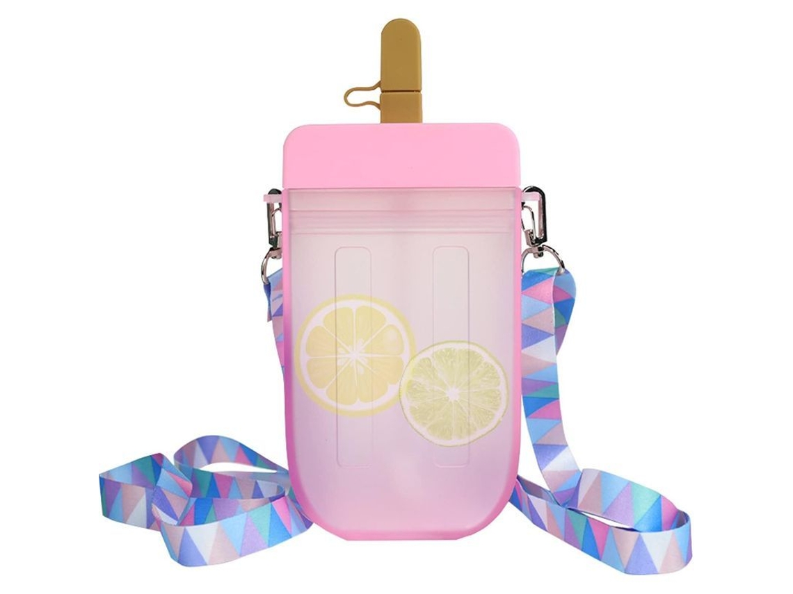 2026da-botella De Agua Con Pajita 300ml Taza De Paleta De Helado Crea Para Camping Viaje Rosa