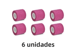 Vendaje de gasa de algodón transpirable, autoadhesivo, elástico, Mdug (paquete de 6, rosa, 2,5 cm x 4,8 m)