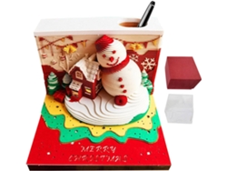 Calendario de escritorio 3D con bloc de notas artístico y muñeco de nieve navideño de Desta Gokoco