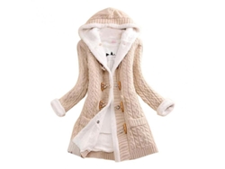 Chaqueta Cárdigan Con Capucha De Lana Gruesa Para Mujer Con Forro De Felpa Y Bolsillos Qak