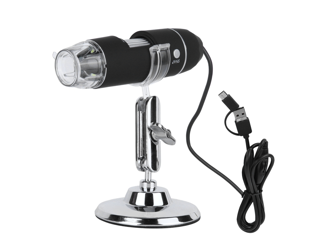 Microscópio Usb Digital 1000x Com 8led, 640x480p, Suporte 360°, Compatível Com Android/windows/mac