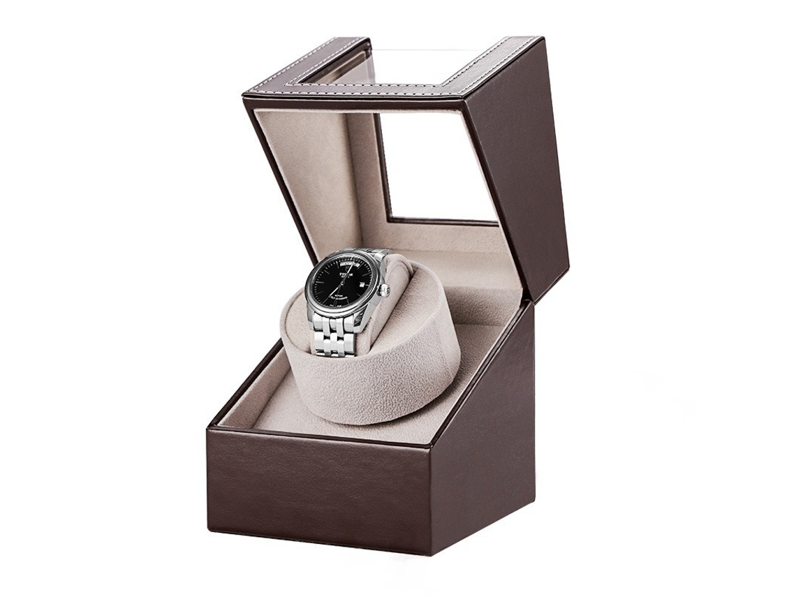Reloj Winder Movimiento De Reloj Automático Silencioso Con Opción De Batería Marrón Veanxin