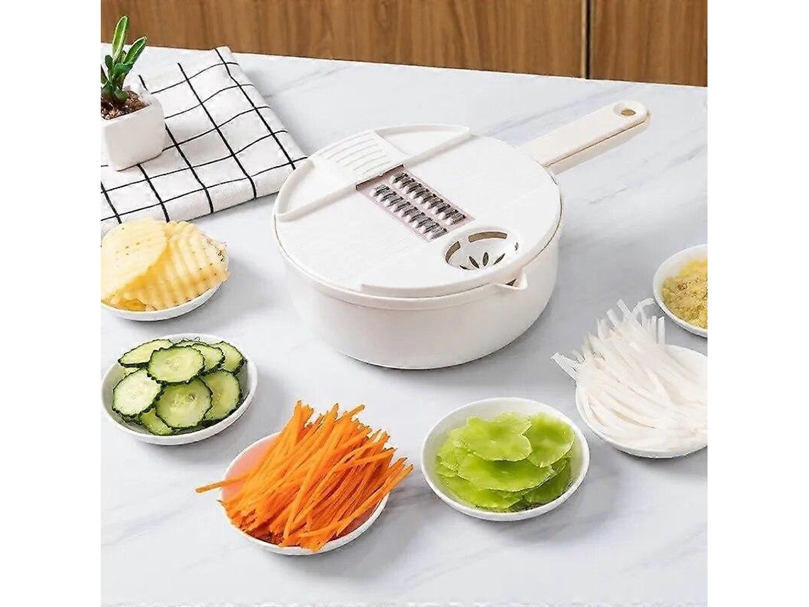 Cortador de verduras multifuncional de cocina nueve en uno, rallador de patatas y rábanos con 12 piezas, utensilios para ensaladas