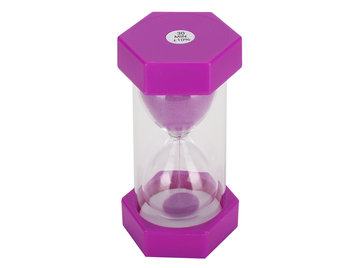 Reloj de arena hexagonal de 30 minutos, regalo para niños, morado, decoración de mesa.