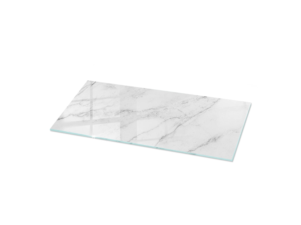 Cristal para espejo de mesa rectangular (125 x 50 cm - Acabado en mármol - Blanco)