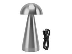 Lámpara De Mesa Led Con Forma De Seta, Regulable, Inalámbrica, Recargable, 3 Temperaturas De Color, Plateada.