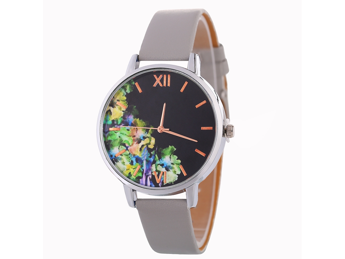 Reloj De Pulsera Analógico De Cuarzo Para Mujer Con Correa De Cuero Gris, Estilo Moderno.