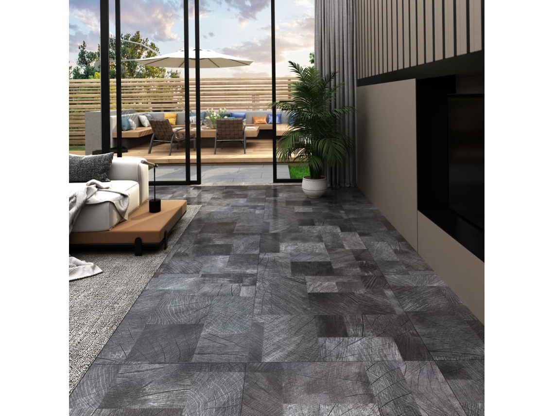 Lama Para Suelo Autoadhesiva Pvc Estructura Madera Gris 5,11 M²