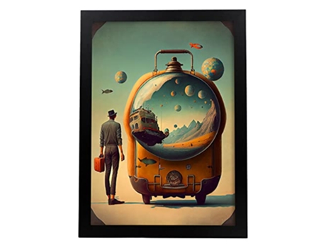 NACNIC Poster Maleta En Estilo Surrealismo Cinematográfico Ilustraciones Y Grabados De Historieta Abstracta Y Artística A3 Marcos Negros