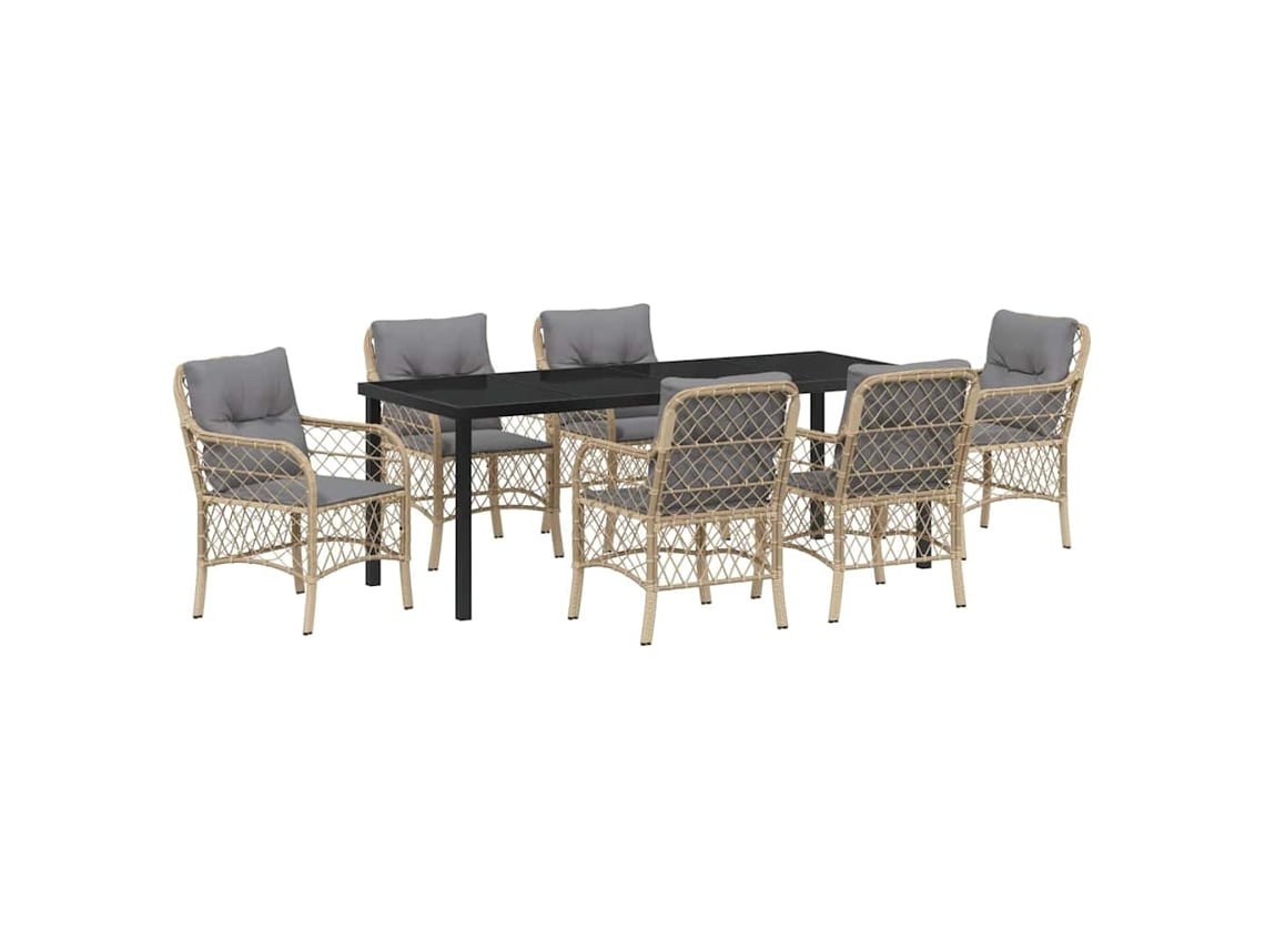 Maison Exclusive - Conjunto De Comedor De Jardín 7 Pcs Beige Ratán Sintético