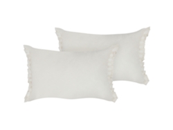 Juego de cojines con volantes BELIANI Sassafras de Lino Blanco 45x10x30