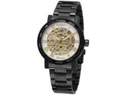 Reloj Mecánico Para Hombre Winner, Resistente Al Agua, Con Brazalete De Acero, En Blanco Y Negro.