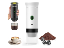 Cafetera Portátil De Viaje 3 En 1 (blanca), 12 V, Cápsulas Grandes, Muele Café