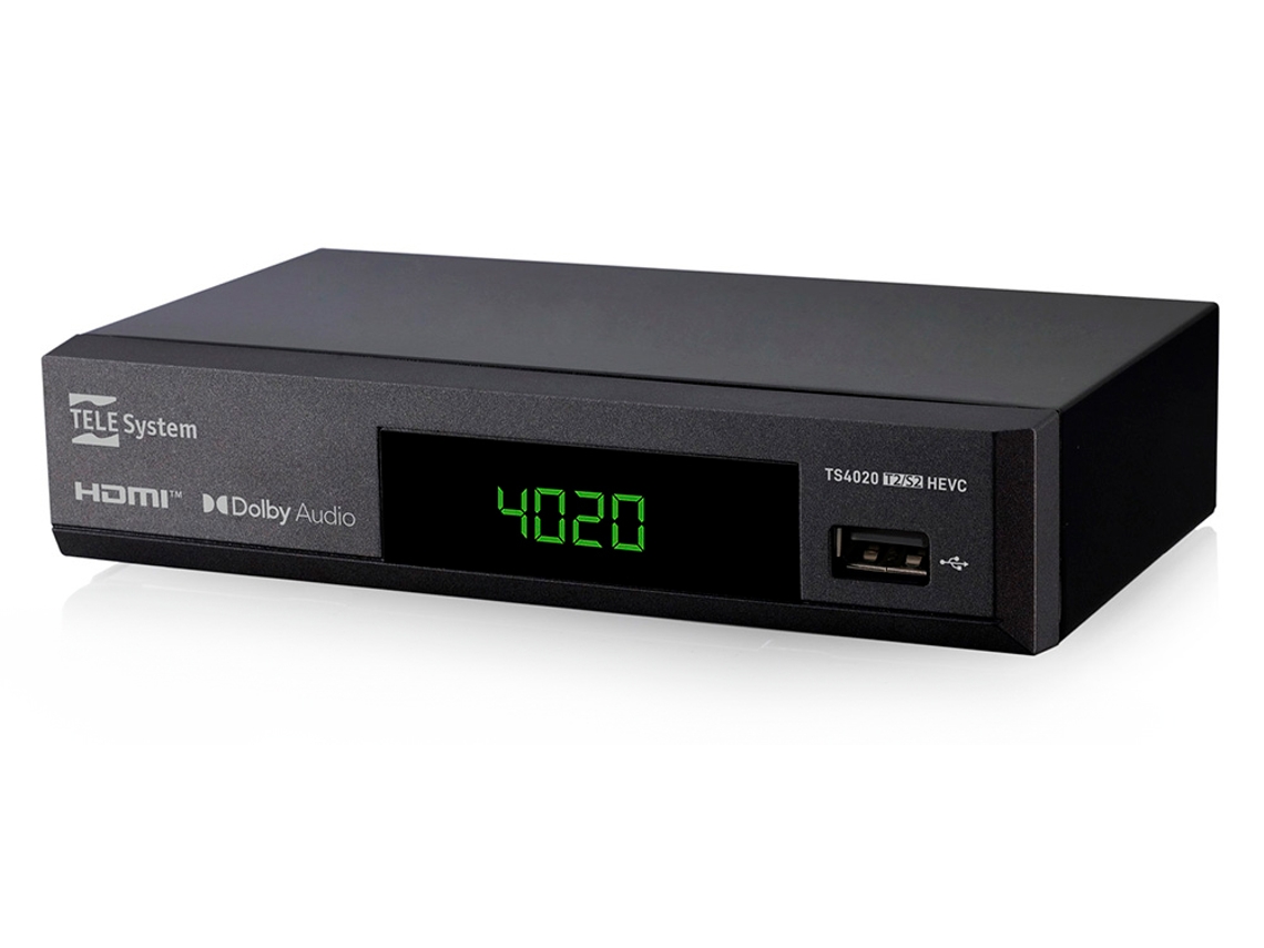 Decodificador digital terrestre y por satélite DVB-T2/S2 HEVC HD HDR10 HLG con pantalla TELE SYSTEM TS4020 T2S2HEVC COMBO
