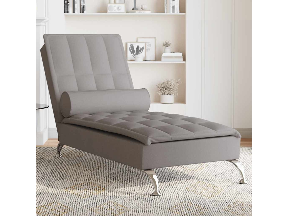 Sofá Divánsilla De Masaje Con Cojín De Tela Taupe Wsd81852